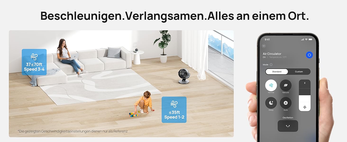 Вентилятор настільний Dreo Lynx S (срібний) – тихий, розумний, з пультом, 21 м, 4 швидкості, 5 режимів, таймер 12 год