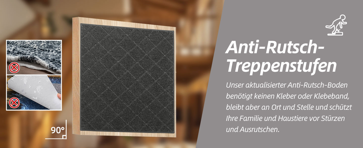 Ковзаючі сходи COSY HOMEER, 15 шт., 70 x 22 см, антиковзаючі, самоклеючі, машинне прання, 100% поліестер, TPE-підкладка, для дітей, літніх людей та домашніх тварин, сірий та білий