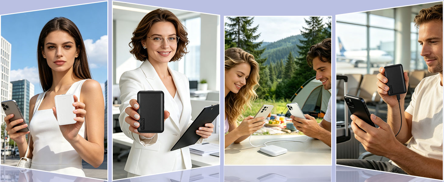 Міні-павербанк Miady 5000mAh 18.5W з USB-C портом для iPhone, Samsung, iPad, чорно-білий