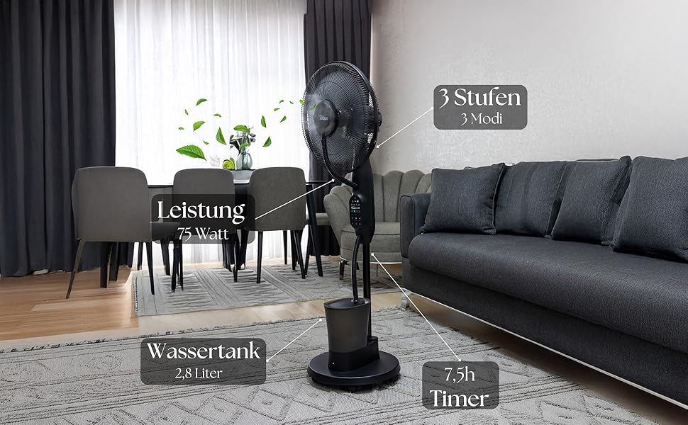 3-в-1 Вентилятор з водяним охолодженням, кліматизатор, очищувач повітря - Aircooler Tower Fan Vader Black