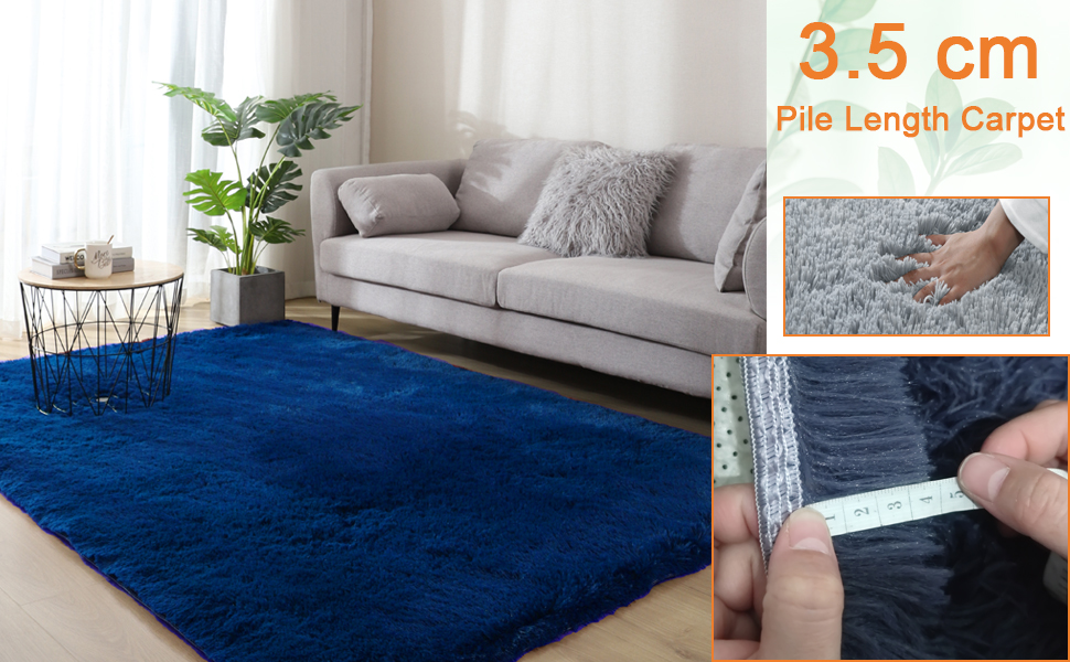 Килим для вітальні Gsogcax 120x160 см, пухнастий, з антиковзаючою основою, супер м'який, великий, для дому, сучасний декор, килим на підлогу (Темно-синій, 180x270 см)