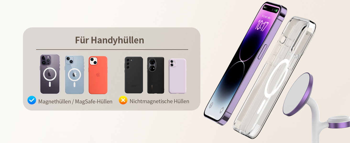 3-в-1 Бездротова Зарядка для Багатьох Пристроїв: iPhone, iWatch, AirPods (15W, MagSafe, Lila)