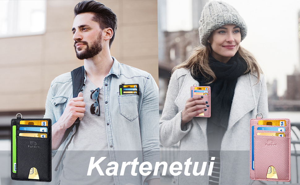 FurArt: Тонке кредитне картхолдер, RFID-захист, мінімалістичний, для чоловіків та жінок, чорний