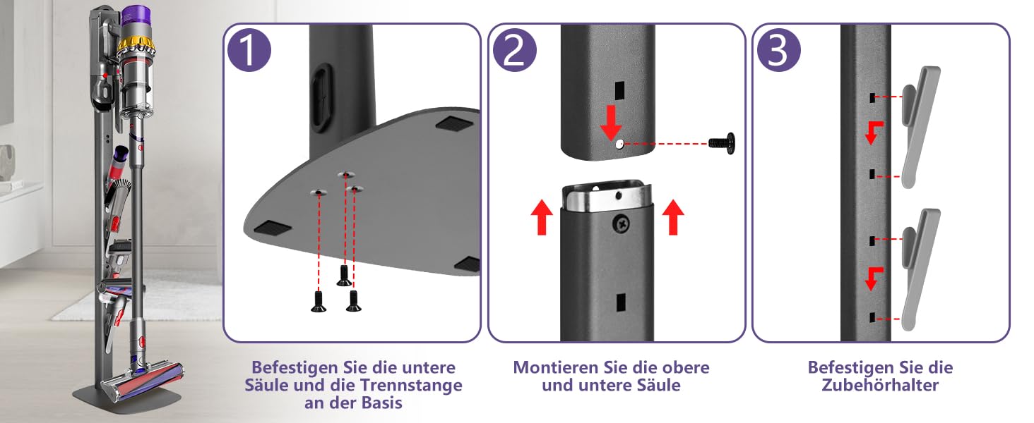 Кріплення та зарядний стан для пилососів Dyson V8–V15 та Gen5 – настінний тримач для акумуляторного пилососа з органайзером для насадок, щіток та кабелю, темно-сірий