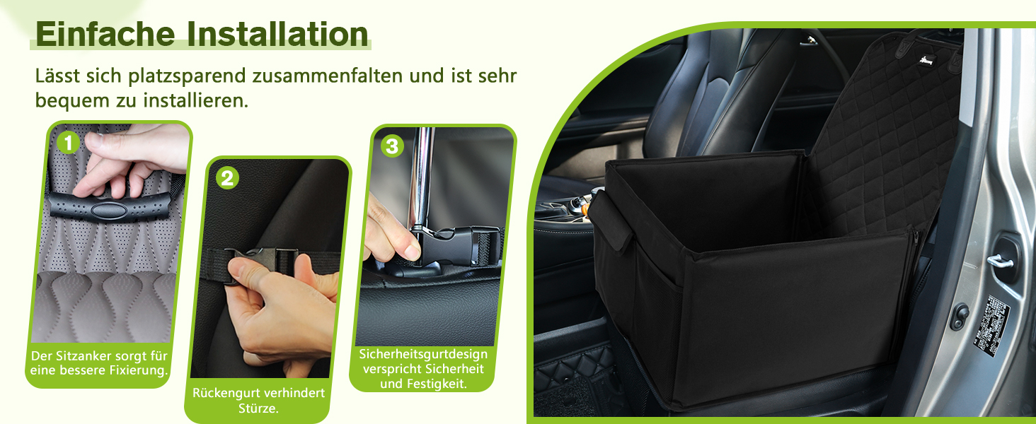 Автокрісло для собак Pecute, 43x43x30 см, чорне. Водонепроникне, стійке до подряпин, з підсиленими боковинами та кишенями. Для собак середніх та маленьких порід.