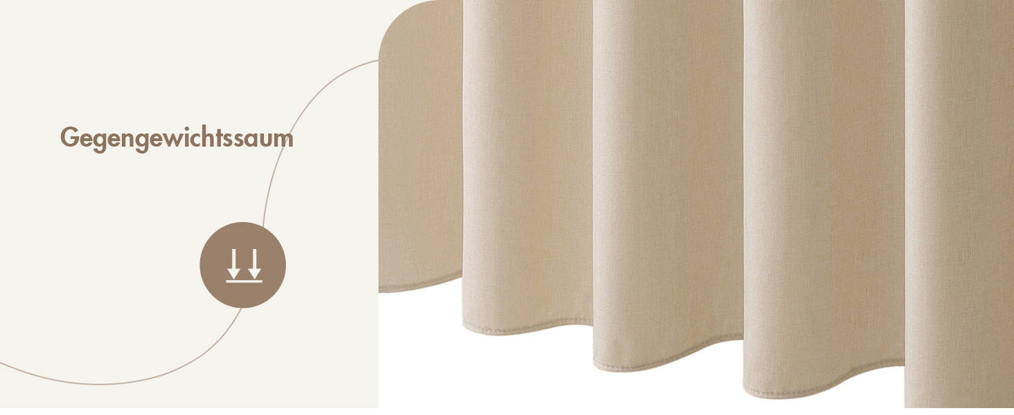 Шторка для душу MIULEE з льону, 120x200 см, світло-бежева, важка, поліестер, водонепроникна, з антигрибковим покриттям, для ванної кімнати, з 8 кільцями