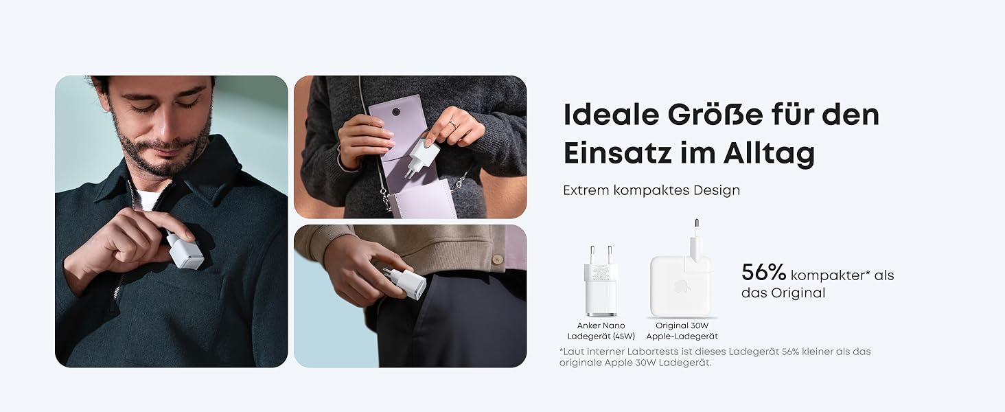 Anker Nano 45W USB-C Зарядний пристрій: Компактний мережевий адаптер для швидкої зарядки iPhone 17/Pro/Max, MacBook, Pixel, iPad, Samsung Galaxy (з кабелем 1.8м) - Білий