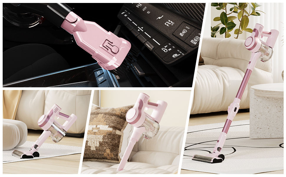 Акумуляторний бездротовий пилосос Stanew ST-609-ZD-Zartrosa: потужний, для дому, авто, з LED, для видалення шерсті тварин та пилу з килимів та твердих поверхонь