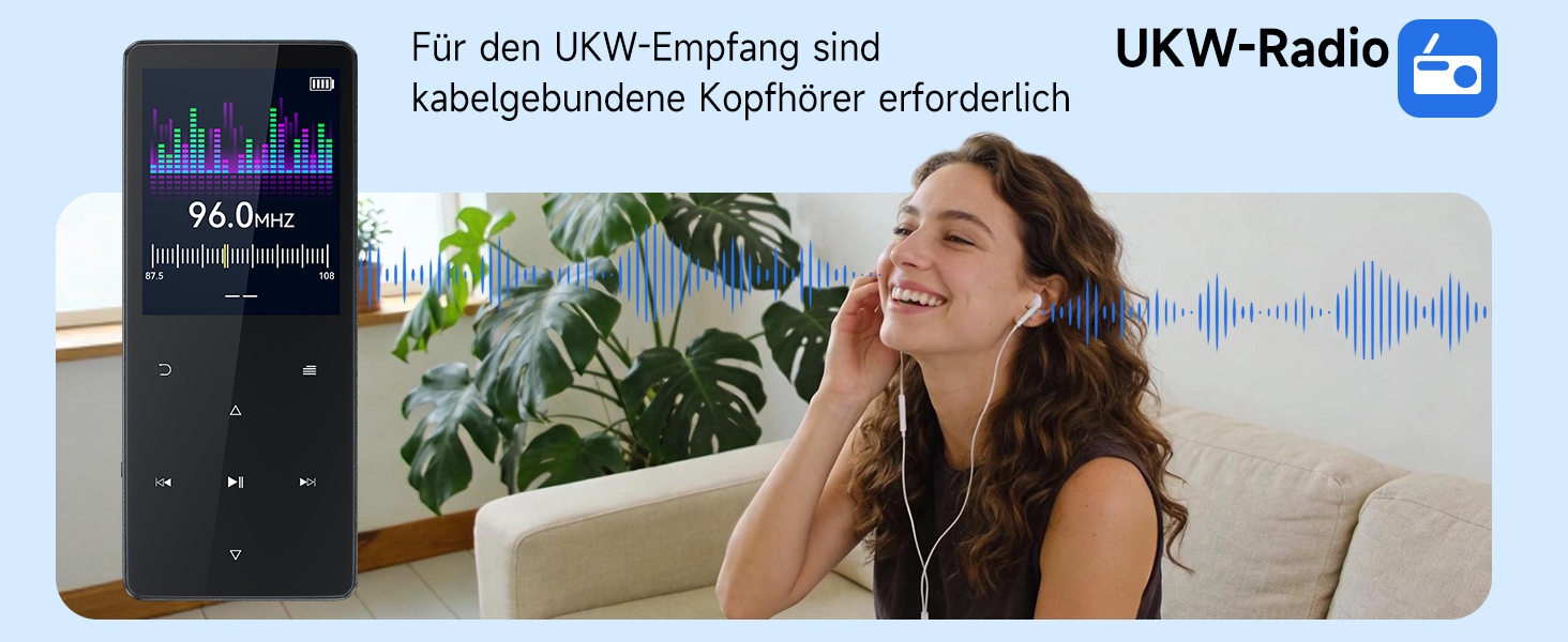 MP3 плеєр 64GB з Bluetooth 5.3, чорний: портативний музичний плеєр з динаміком, диктофоном, FM-радіо, підтримкою карт пам'яті до 128GB