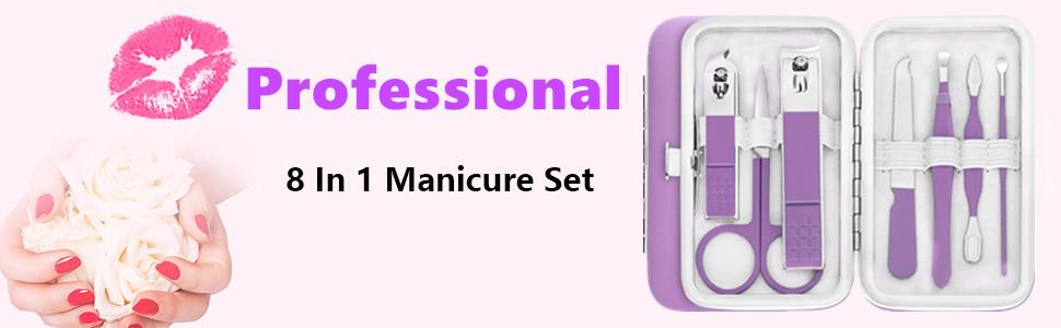 Набір для манікюру та педикюру Fenlebenil: базовий комплект для догляду за нігтями (фіолетовий)