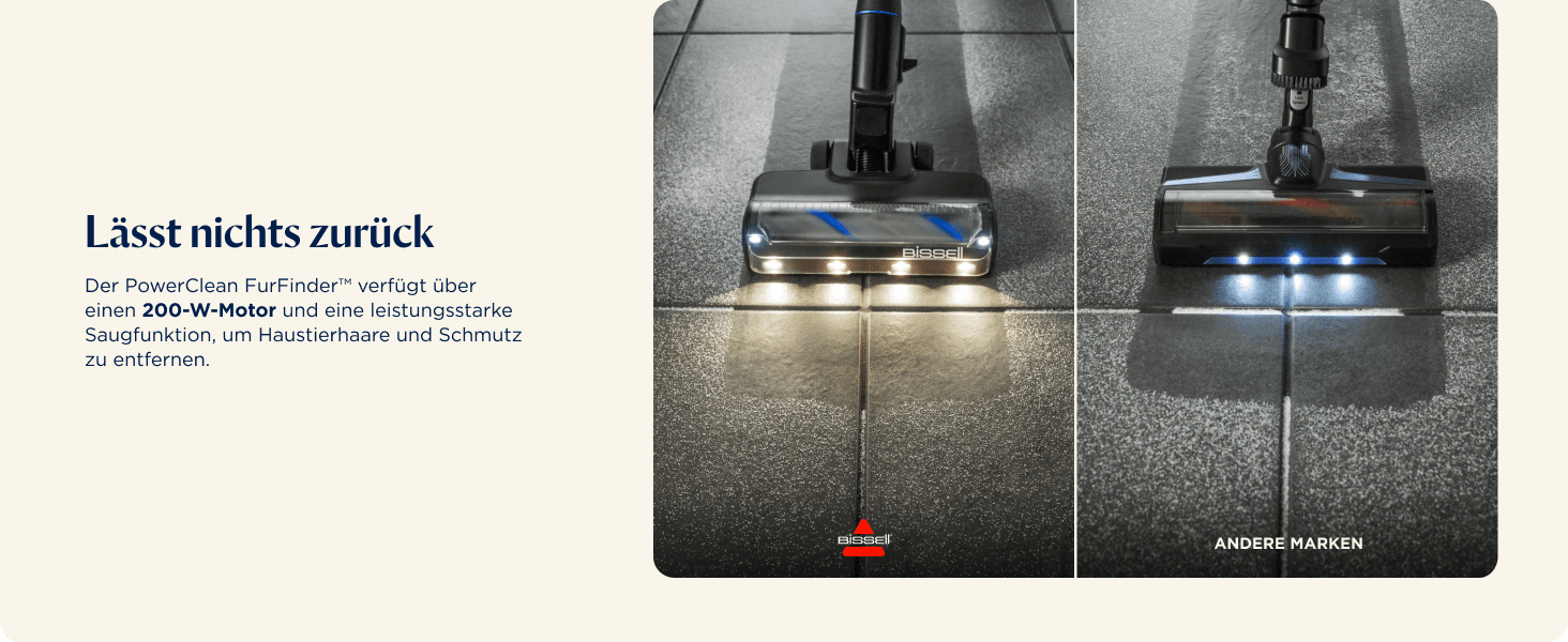 Бездротовий пилосос Bissell PowerClean FurGuard з акумулятором, 280W, самоочисна щітка, світло FurFinder, HEPA-фільтр, акумулятор 2500 mAh, час роботи 50 хв, щітка FurGuard 4091N для видалення шерсті тварин