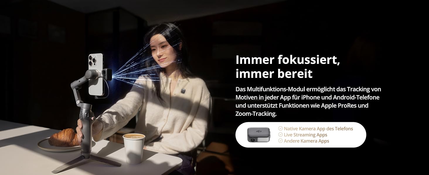 Стабілізатор DJI Osmo Mobile 7P + Mic Mini TX (Polarweiß) – Gimbal для iPhone/Android з мікрофоном, інтегрований штатив та подовжувач, 3-осьова стабілізація