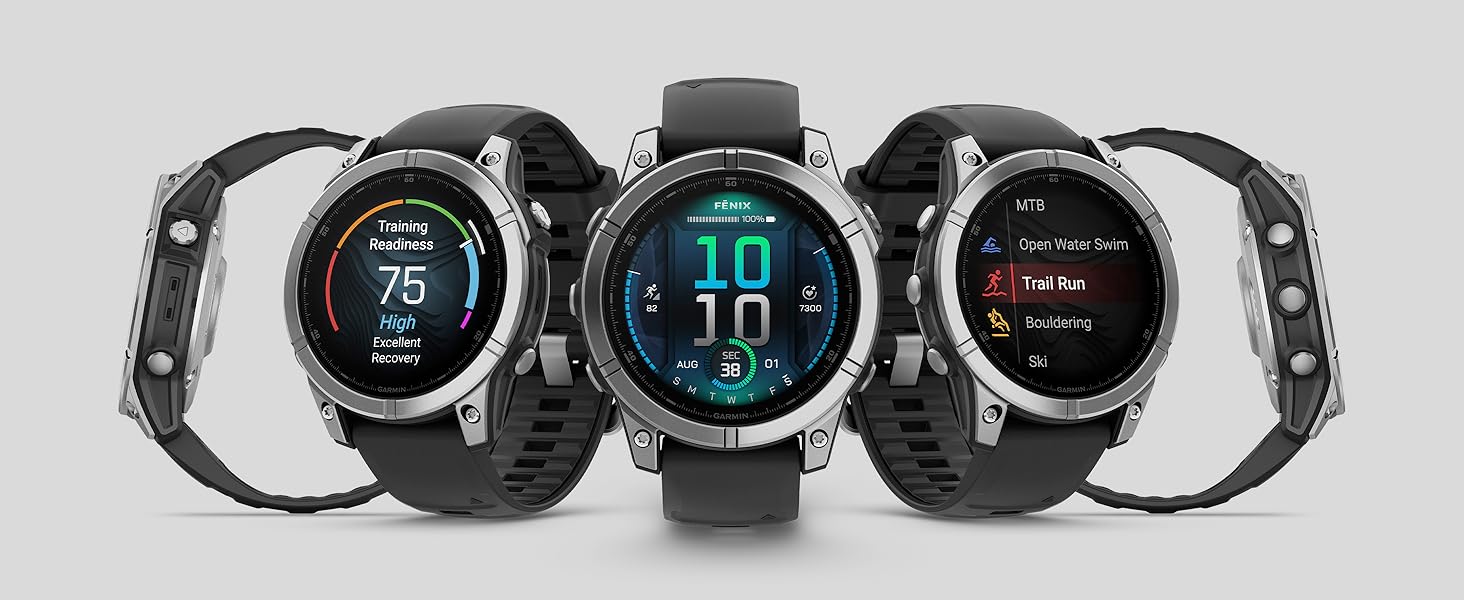 Garmin fēnix 8 – Мультиспортивний смарт-годинник, 1.3' AMOLED дисплей, до 10 днів роботи від акумулятора, 80+ спортивних/зовнішніх додатків, топографічні карти, ЕКГ, телефонні дзвінки, музика, ліхтарик (fenix E, 47 мм, нержавіюча сталь/чорний)