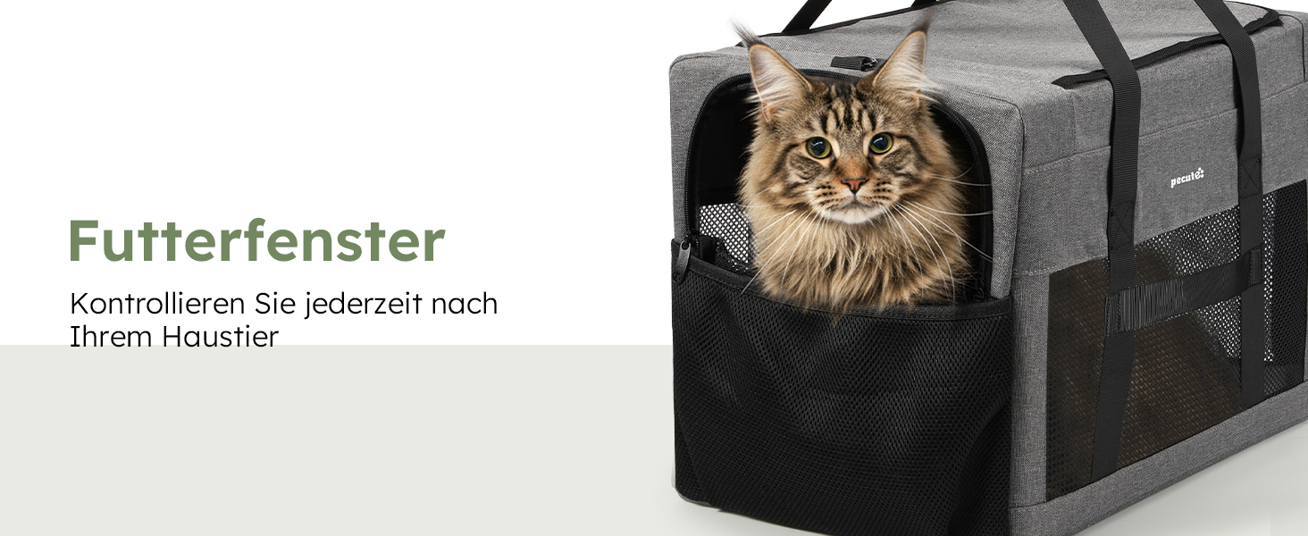 Транспортна сумка для котів Pecute Katzentasche - переноска для котів та маленьких собак, 47 x 33 x 30 см, сіра