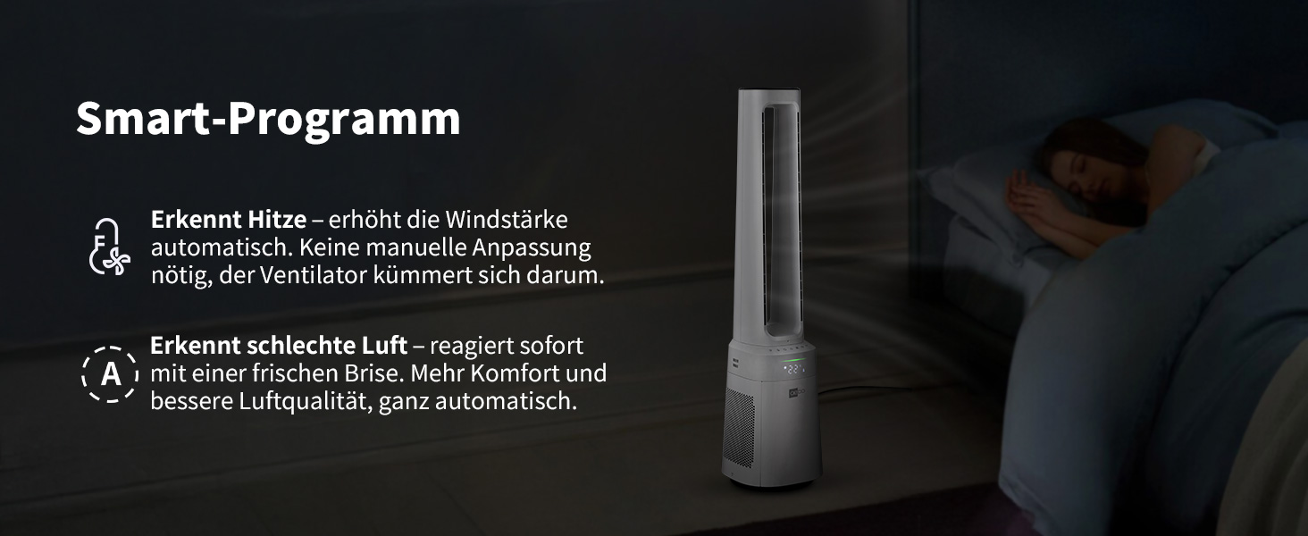 Турбовентилятор Aeco AirX Guard 2-в-1 з очищувачем повітря HEPA H13. Тиха робота 38dB, 10 швидкостей, 3 режими, осциляція 60°, таймер 12h, LED дисплей, пульт ДУ.