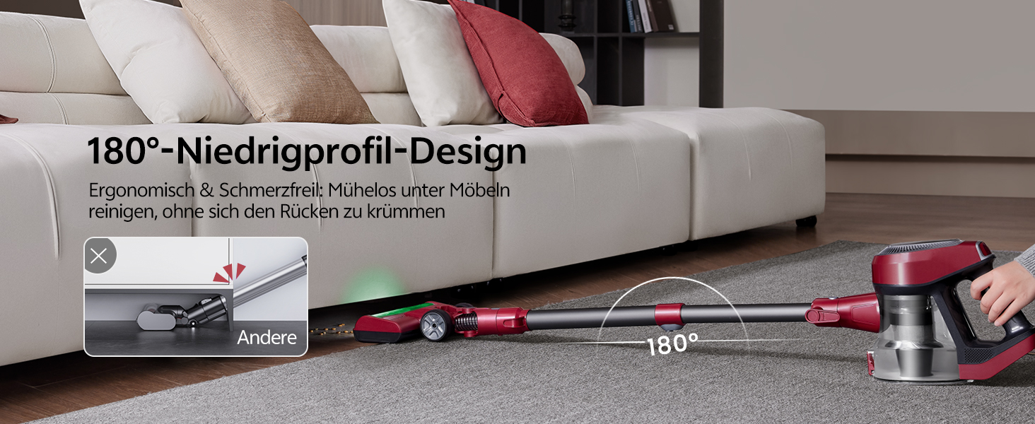 Vexilar Бездротовий пилосос 600W, 60kPa, 6-в-1 з LED, анти-алергенний, для дому та тварин, 7м кабель, легкий