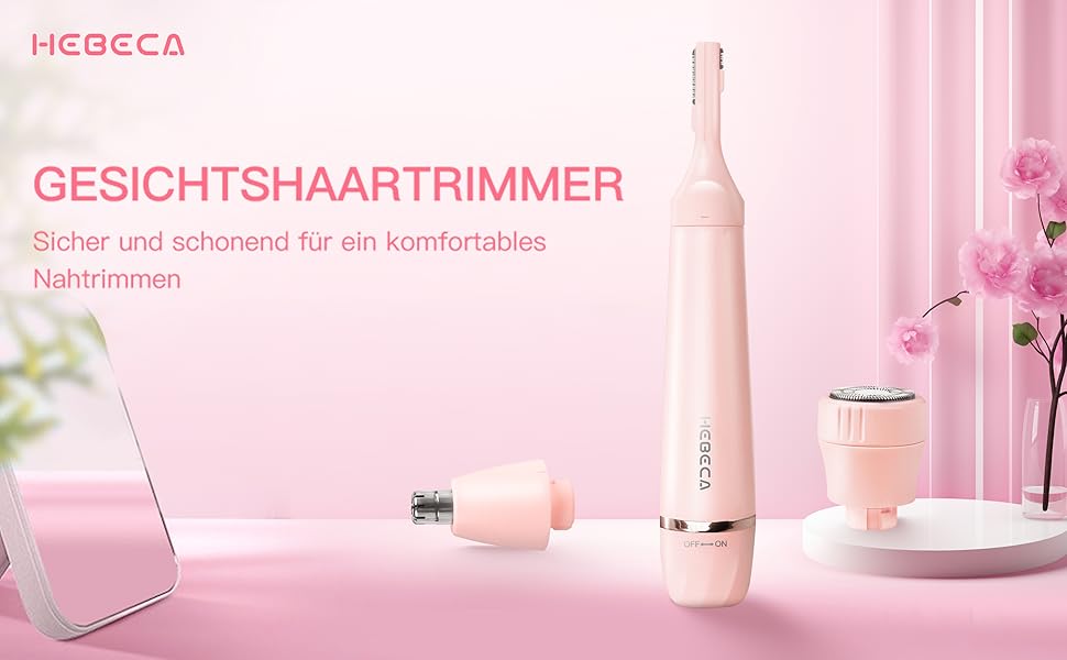 Електричний триммер для обличчя 3-в-1 для жінок: триммер для брів, для гоління та видалення волосся. Вологостійкий, портативний, рожевий.