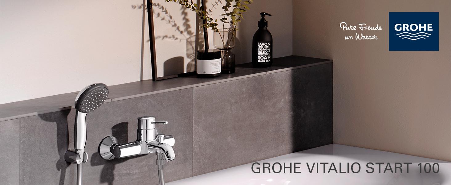 Ручний душ GROHE Vitalio Start 100 - водозберігаючий, 2 струмені, універсальне кріплення, хром, 27946000