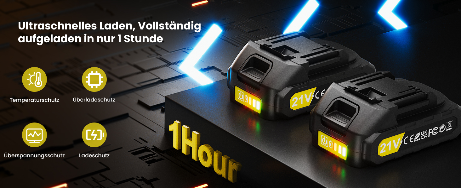 Акумуляторний дриль-шуруповерт 21V з 2 акумуляторами 2000mAh, 45Nm, 25+3 ступені крутного моменту, 10мм патрон, 27 предметів + кейс для домашніх DIY проектів