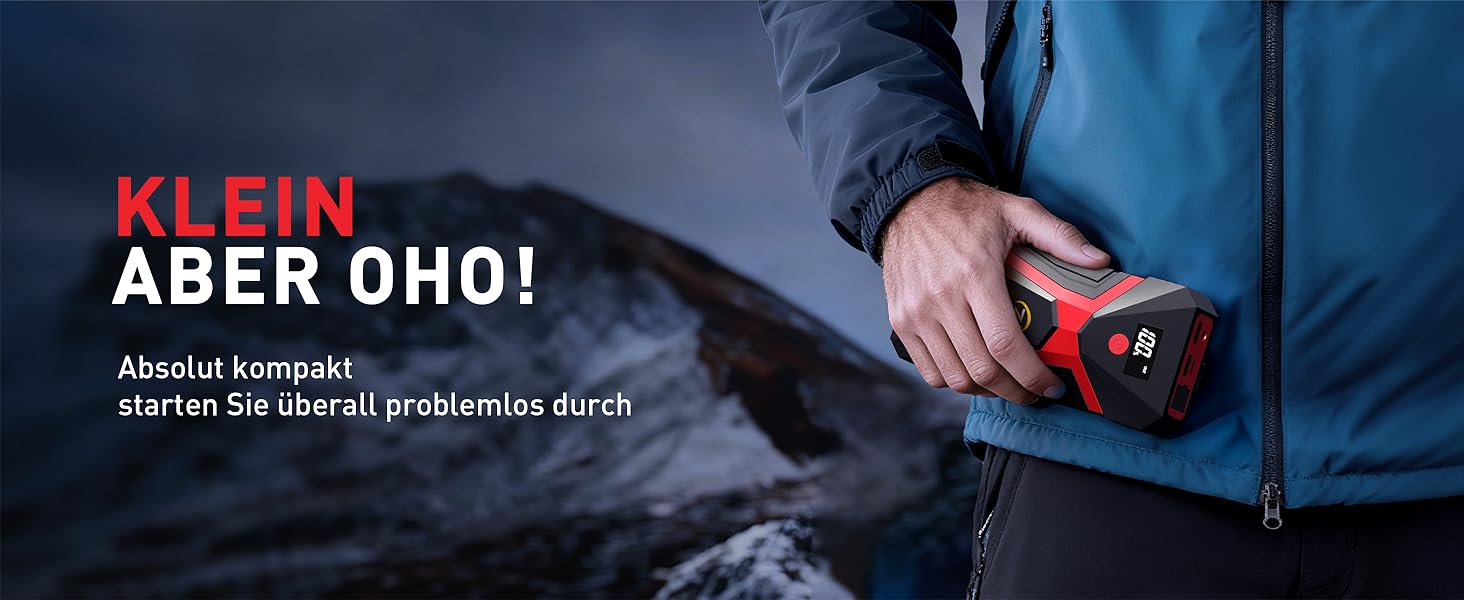 Портативний пусковий пристрій NHOWIN 4000A: Powerbank для авто 12V, 20000 mAh, 4-в-1, з кабелями та LED-ліхтариком для подорожей та надзвичайних ситуацій