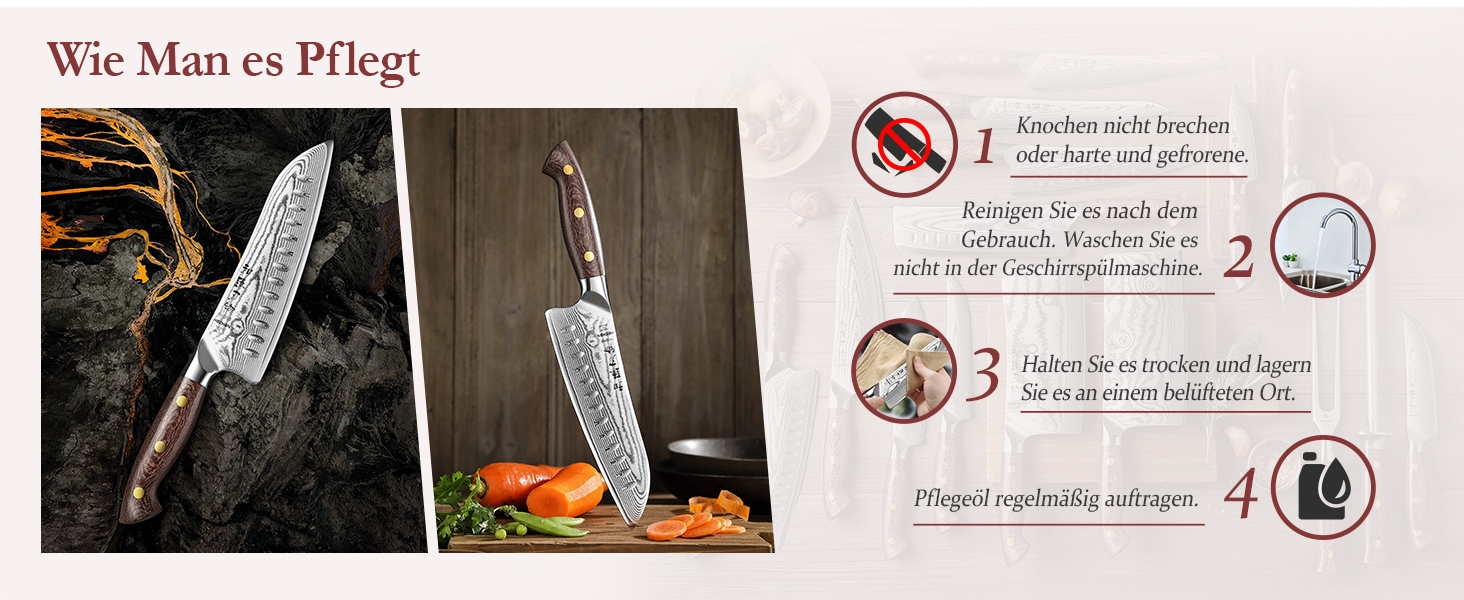 HEZHEN 21см ніж шеф-кухаря з дамаської сталі, 67 шарів, професійний кухонний ніж з дерев'яною піхвою, Full Tang ручка з Micarta