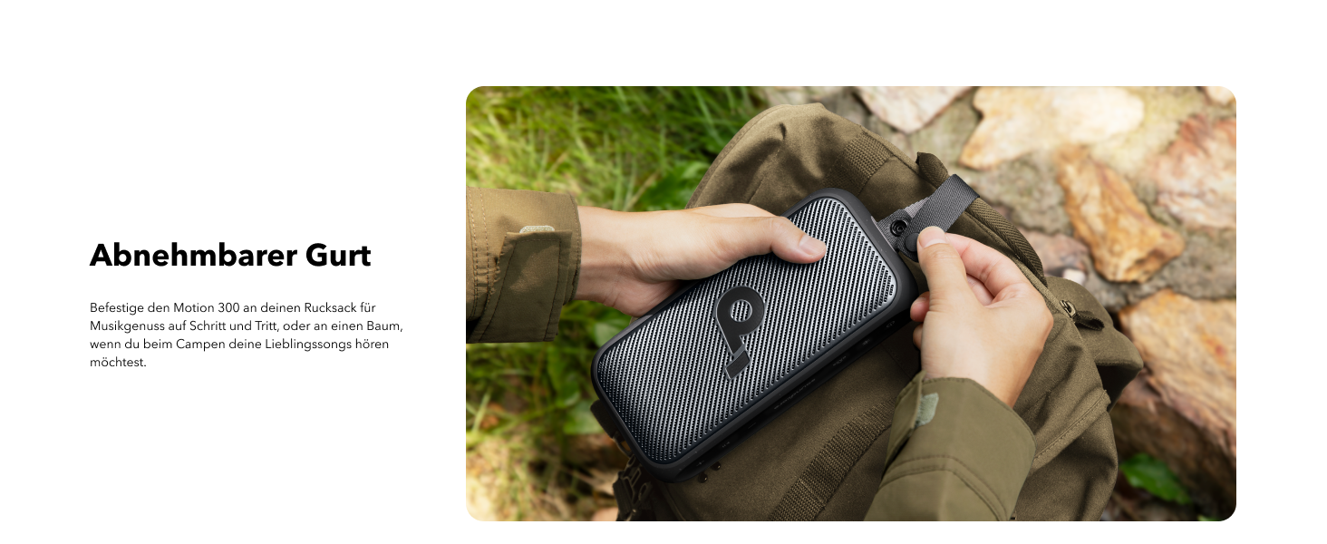 Soundcore Motion 300 - Бездроковий портативний Bluetooth-динамік з BassUp, SmartTune, 30W, 13h, IPX7, для дому, саду, кемпінгу та подорожей, Чорний