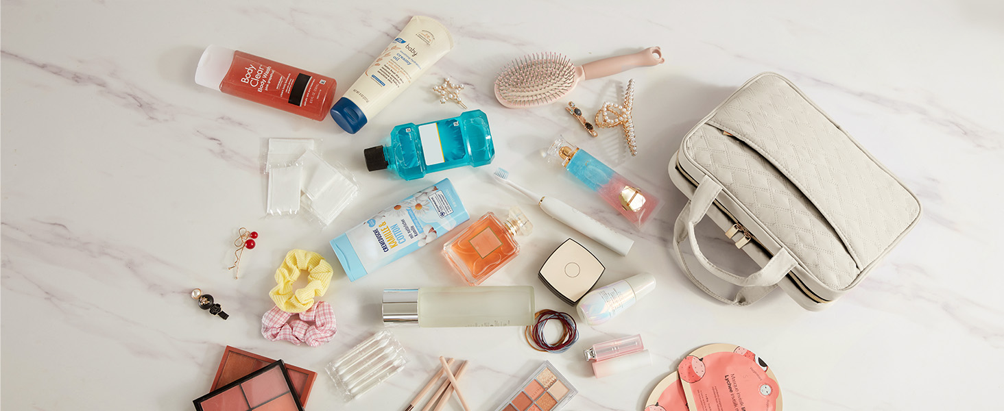 Сумка для косметики та туалетних аксесуарів Lifewit для подорожей, велика органайзер з гачком, прозора кишеня для гігієнічних засобів, світло-зелений (світло-сірий, M)