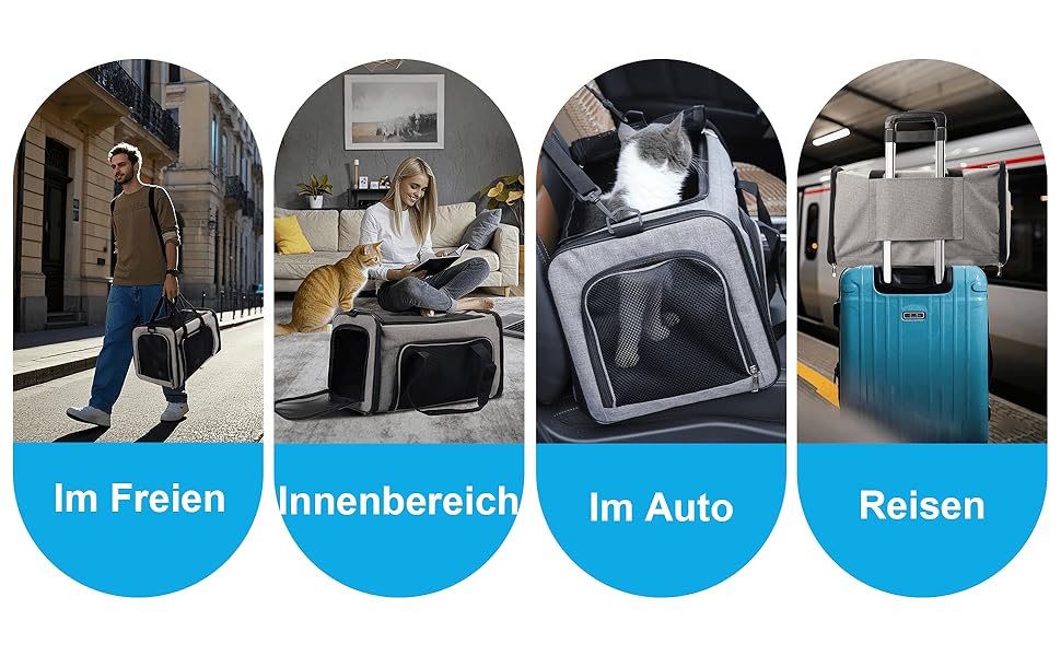 Транспортна сумка для котів та маленьких собак до 10 кг – складана, робуста, з прихованим даховим вікном (фіолетова, 50x30x30 см)