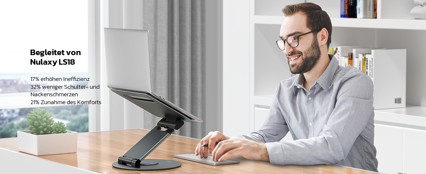 NULAXY Adjustable Laptop Stand - 360° Swivel Base, Height Adjustable up to 20