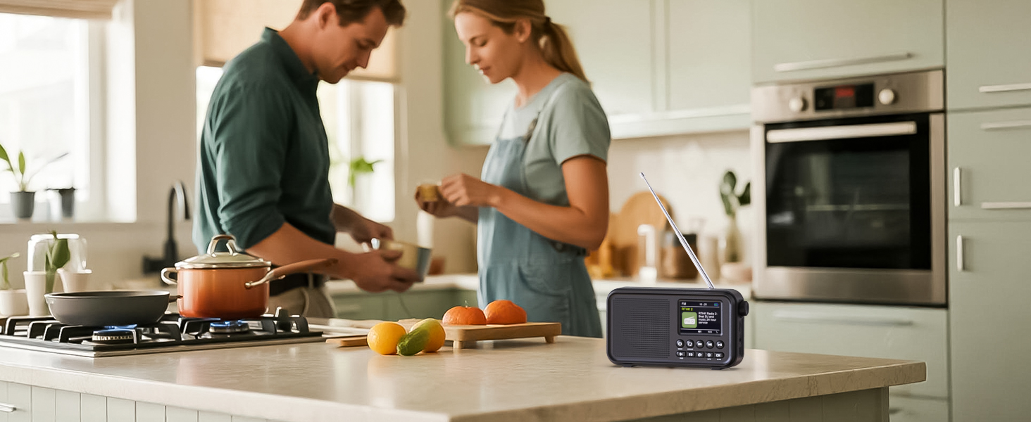 Портативне DAB/DAB+ радіо з Bluetooth 5.0, FM, акумулятором 3000mAh, дисплеєм 2.4