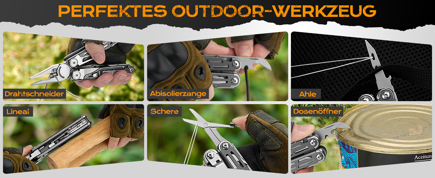 Мультитул BIBURY 19 в 1 з нержавіючої сталі: мультиінструмент з плоскогубцями, ножем, ножицями, викрутками. Ідеальний подарунок для чоловіків для відпочинку на природі, кемпінгу та ремонту.