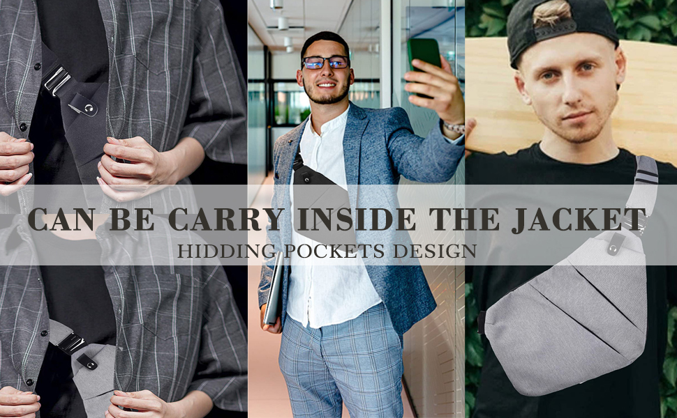 Сумка на груди Fibrdoo, антикрадіжна, через плече, чоловіча/жіноча, сіра, для подорожей, спорту та активного відпочинку