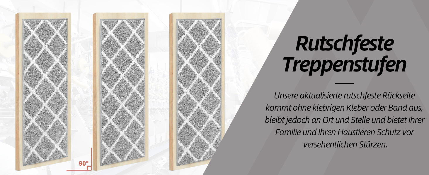 Ковзаючі сходи COSY HOMEER, 15 шт., 70x22 см, антиковзаючі, самоклеючі, машинне прання, 100% поліестер, TPE-підкладка, для дітей, літніх людей та домашніх тварин, сіро-білі