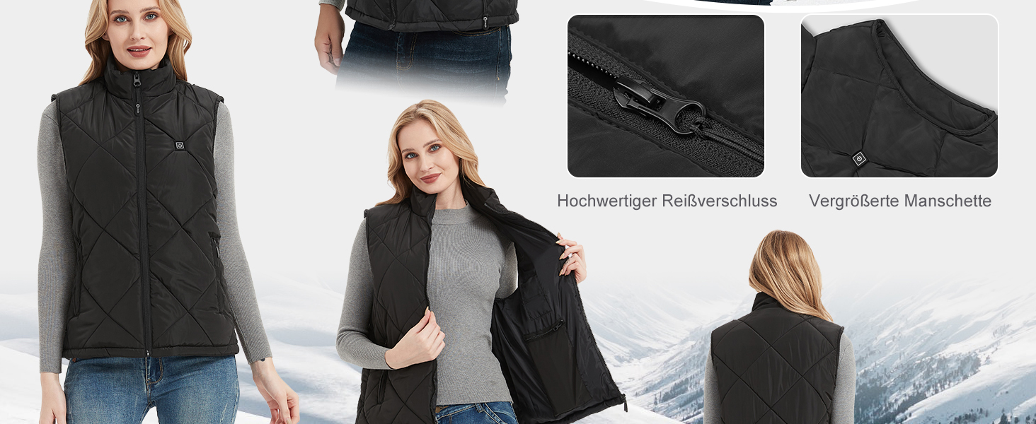 Електрична гріюча жилетка Fernida для чоловіків та жінок, 8 зон нагріву, USB, для катання на лижах та полювання (батарея не входить) S, чорний