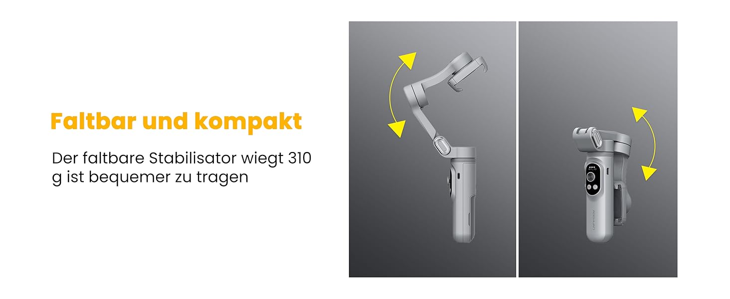 Стабілізатор Gimbal для смартфона AOCHUAN SMART X з LED-підсвічуванням, трекінгом обличчя, функцією Time-Lapse, 3-осьовий, склавний, для iPhone 16/15/14/13/12 Pro/Max/Xs, Galaxy S21, TikTok