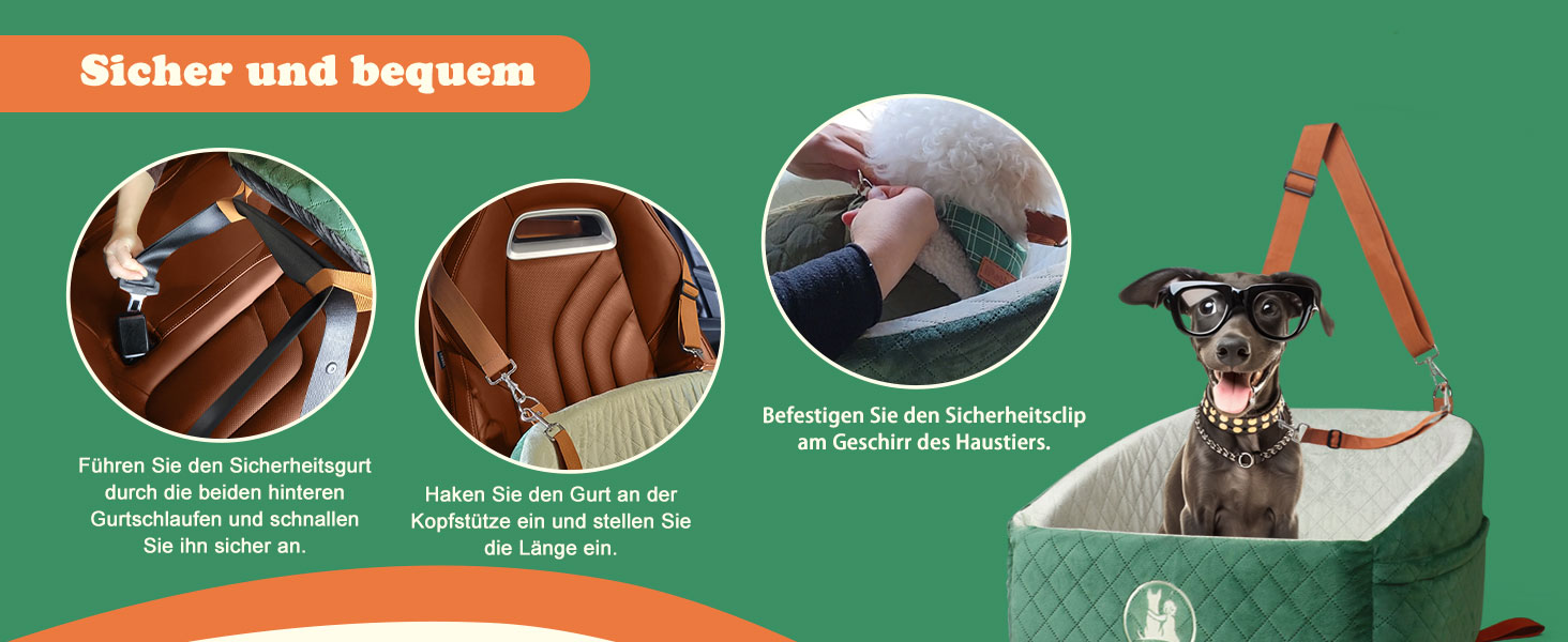 Автокрісло для собак iPetba - Зелене, для маленьких порід, з захистом від зіткнень, антиковзаюче, знімне та миється