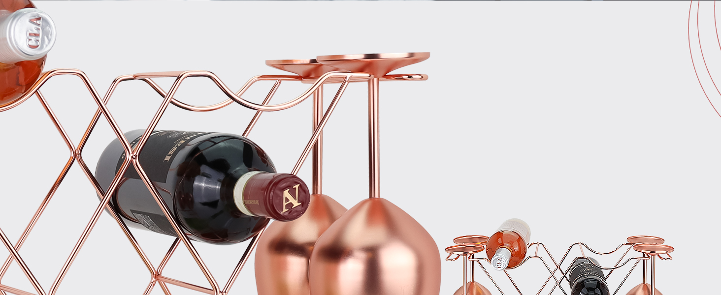 Стильне металеве вінорегулятор Gusto Nostro для столу (рожеве золото, 8 пляшок)