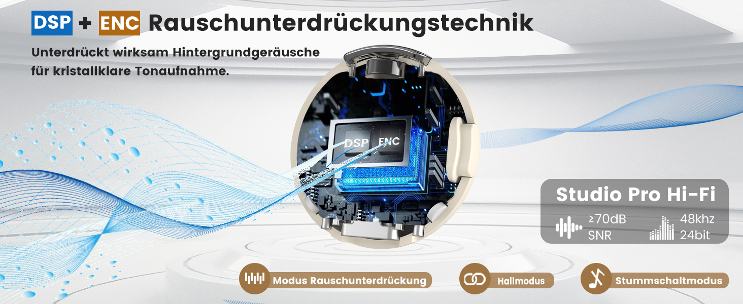 Мікрофон 2-в-1 для iPhone та Android з шумозаглушенням, кейс на 40 годин, магнітна застібка та кріплення для інтерв'ю, 25 метрів (Бежевий)