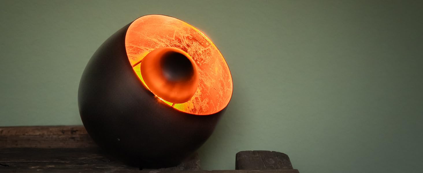 Настільна лампа ZEYA чорного кольору з мідними акцентами, Ø 23 см, в стилі лофт та ретро, E27, 40W