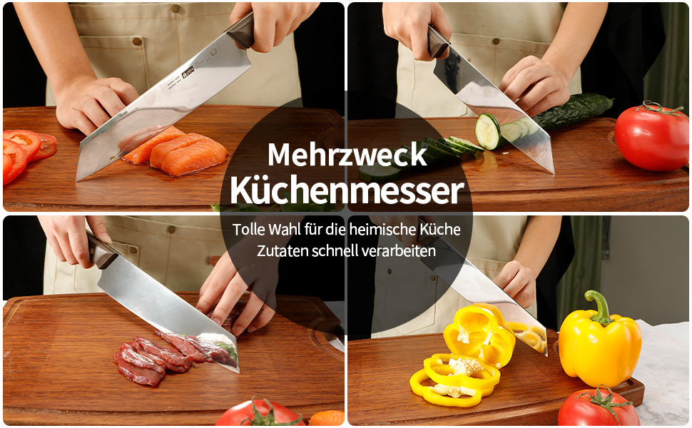 Японський ніж Kiritsuke від Plys: професійний кухарський ніж з нержавіючої сталі з дерев'яною ручкою