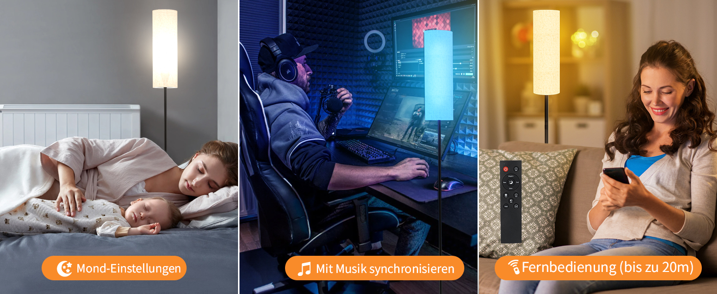 Стійка лампа FRIDEKO HOME для вітальні: сучасний дизайн, RGB, диммування, керування з пульта, музичний режим, чорний цоколь. Підходить для офісу, спальні та вітальні.