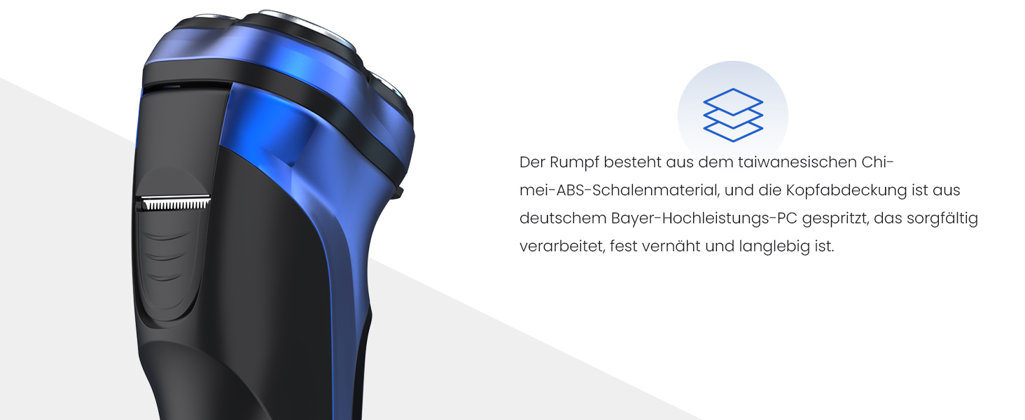 Електрична бритва Sejoy для чоловіків, суха, з підзарядкою, з висувним тримером, швидка зарядка за 1 годину, 3D-головка, LCD-дисплей (Азурний колір)