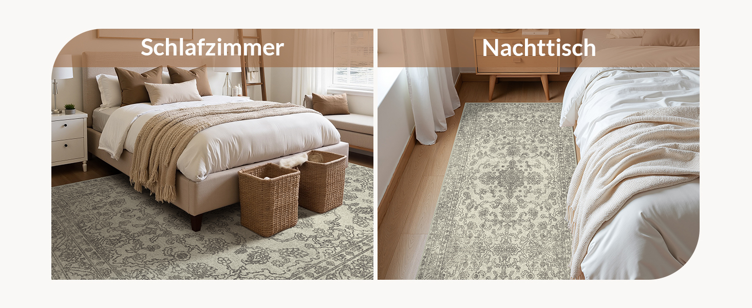 Килим GENIMO Boho Vintage, 160x230 см, короткий ворс, антиковзаюча поверхня, для вітальні, спальні, їдальні, офісу, колір: ніжно-сірий