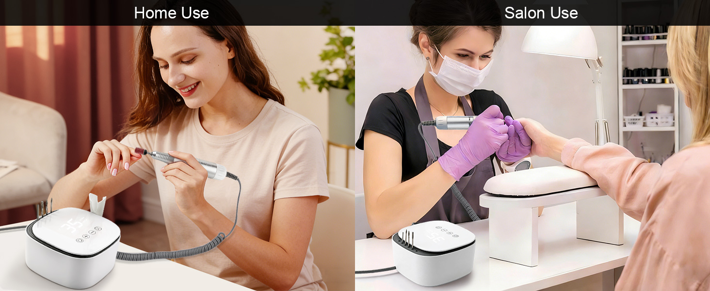 Електричний фрезер для нігтів Nagelfräser 35000 об/хв з LED дисплеєм, 35W, для манікюру та педикюру, білий