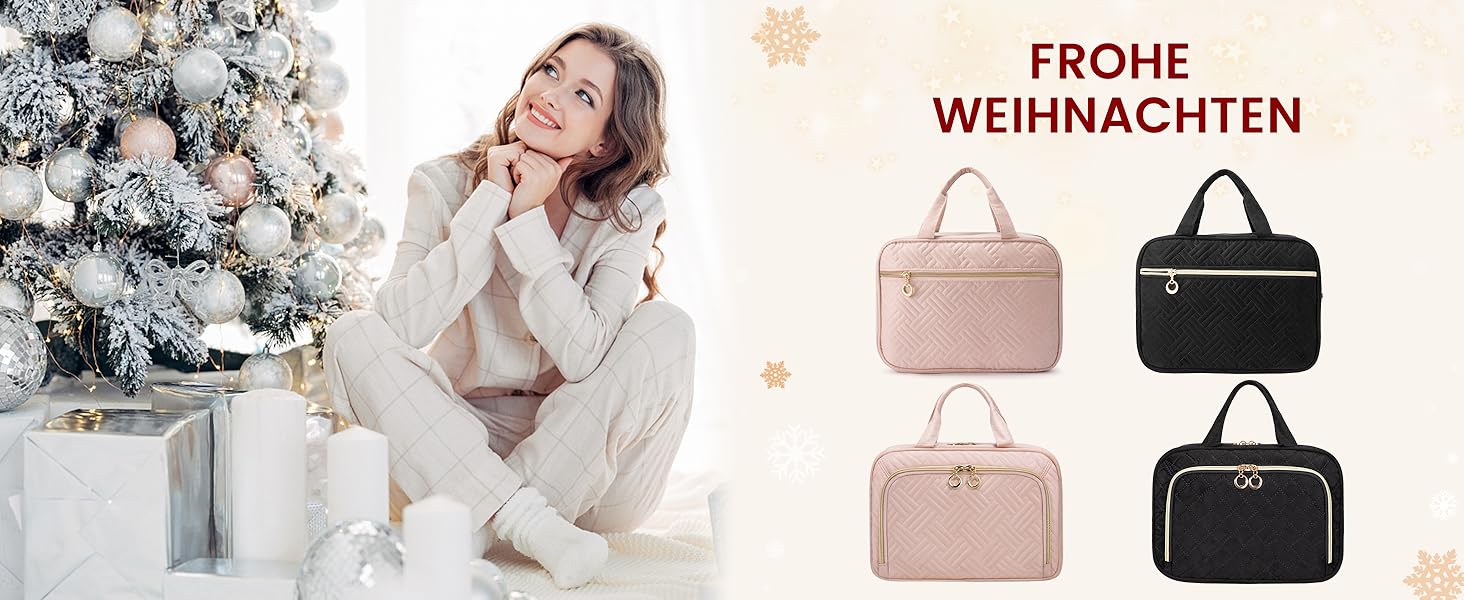 Сумка для косметики жіноча LOVEVOOK водонепроникна, з гачками, рожева, велика