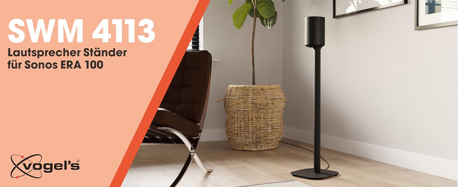 Стійка для колонки Sonos ERA 100 Vogel's SFS 4113 чорна, 82 см - надійна, з прихованням кабелів