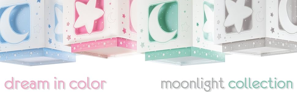 Дитяча підвісна люстра MoonLight флуоресцентна Місяць і зірки, зелена, 24x24x21 см