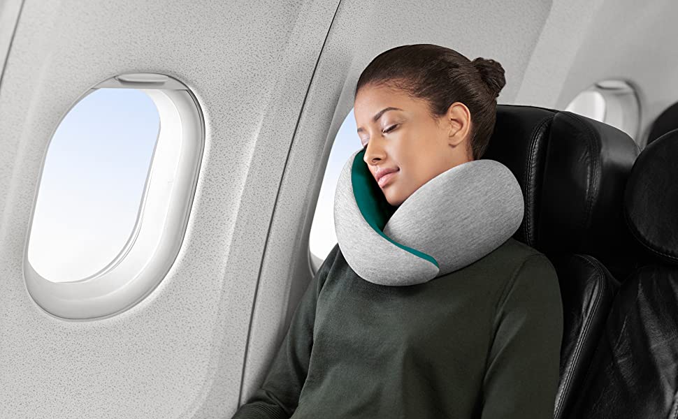 Подушка для шиї Ostrichpillow Go - з Memory Foam, ергономічний дизайн, синій колір, у комплекті сумка, знімний чохол