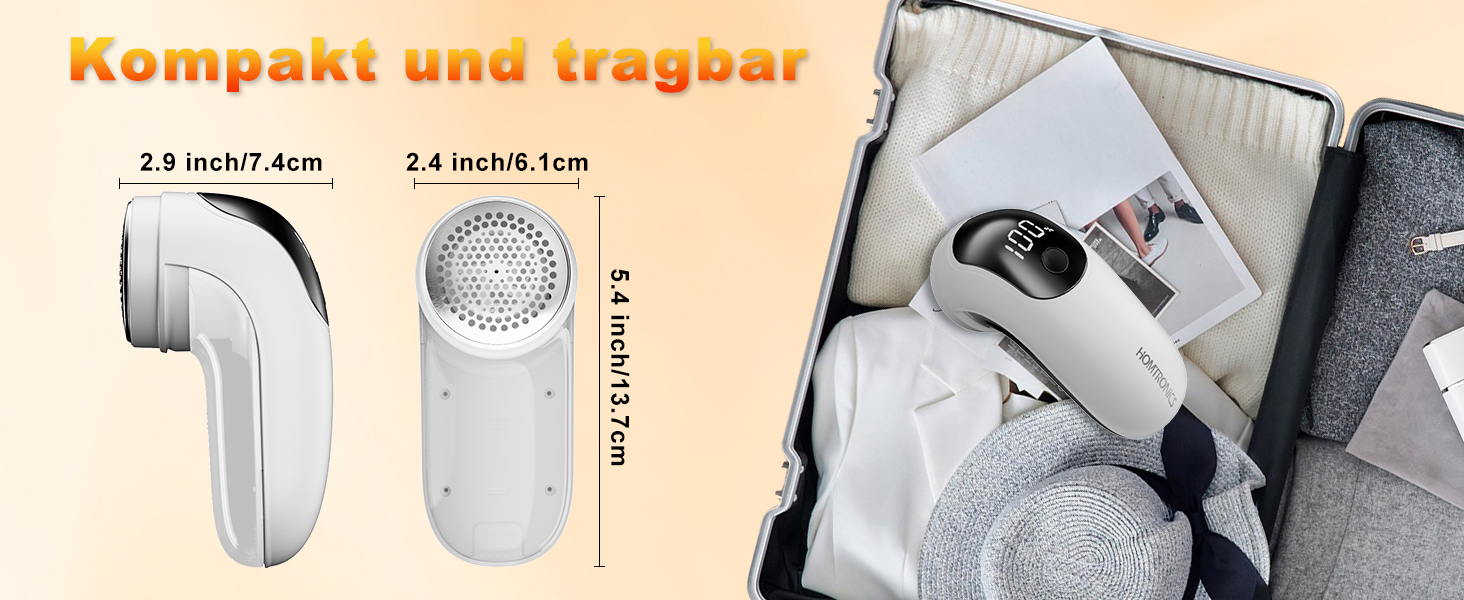 Електричний видалення ворсу для одягу, меблів та текстилю - портативний бездротовий пристрій з LED-дисплеєм та 3 рівнями налаштування