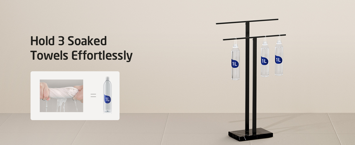 Підставка для рушників подвійна, настільна, з нержавіючої сталі SUS 304, з мамарморовою основою, чорного кольору, 84 см, BTH217-2